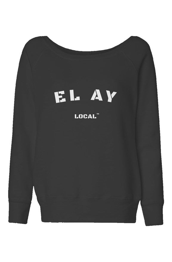 EL AY LOCAL Womens Wide Neck Sweatshirt - Black